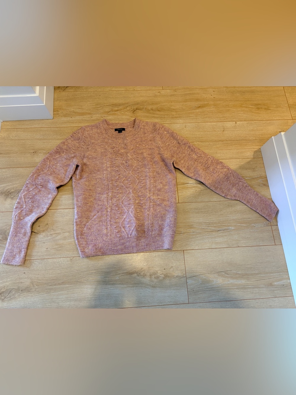Men's Cable Knit Crewneck Sweater - Pink